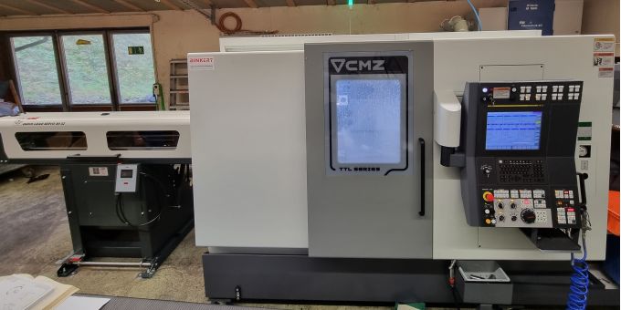 Doppelspindel Drehcenter mit Doppelrevolver und Stangenlader CMZ TTL-66-66-T1Y-T2Y